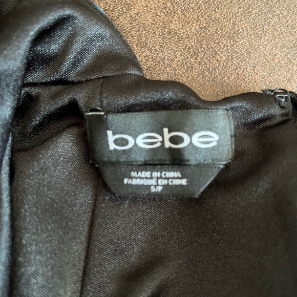 BEBE Womens Bodycon DRESS - Size Small - BLACK Striped Guzel Floral - Picture 8 of 8